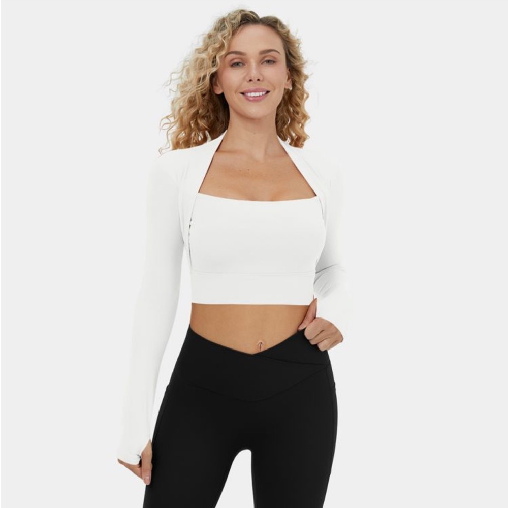 Halara White Long Sleeve Athletic Top